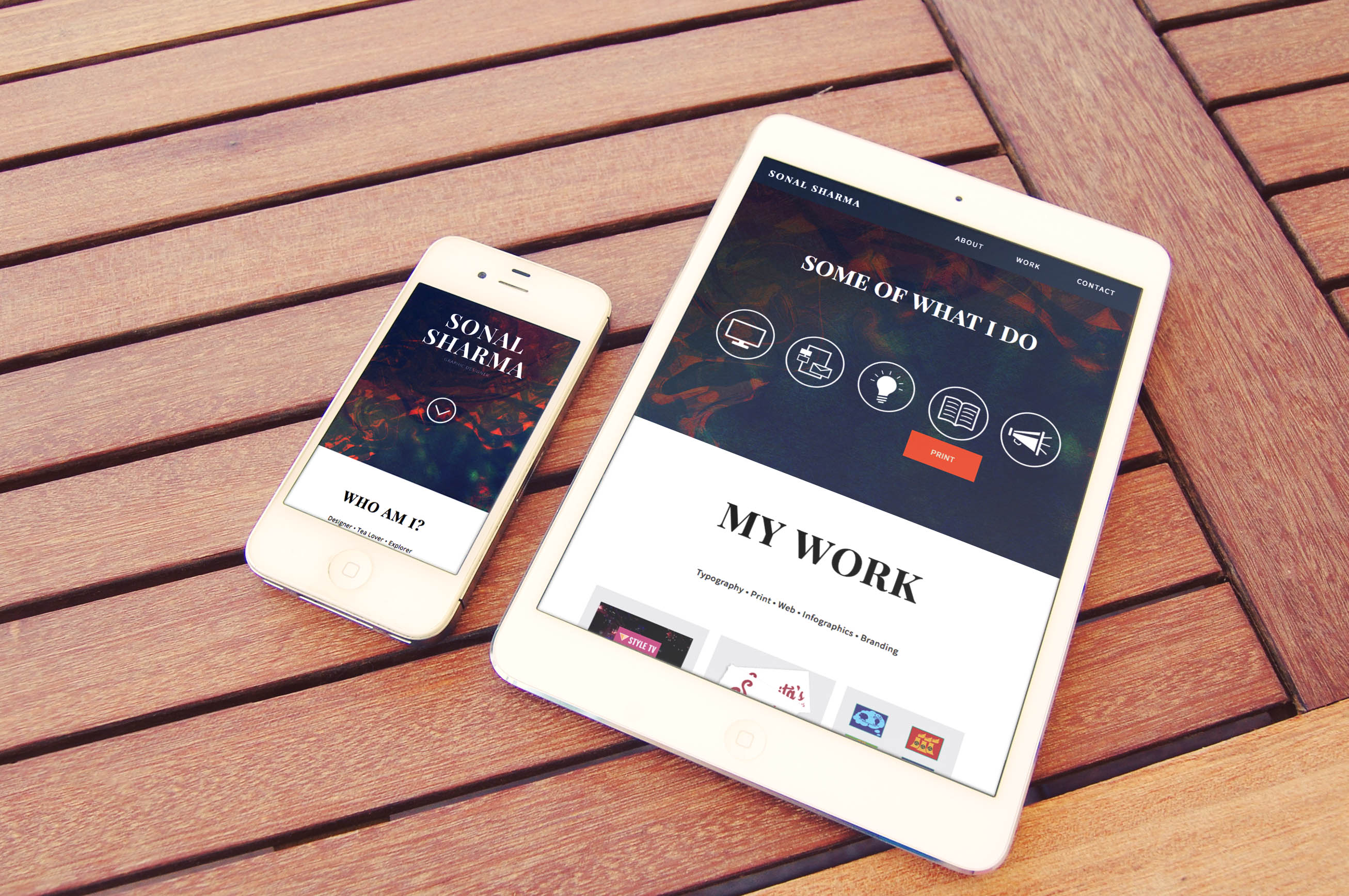 Sonal Sharma mobile and tablet website mockup